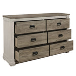 ZUN Beautiful White and Weathered Gray Transitional Style 1pc Dresser of 6 Drawers Antique Handles B011P183392