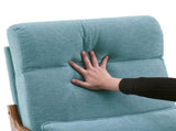 High Back Solid Wood Armrest Backrest Iron Frame Linen Indoor Leisure Chair Teal 05799351