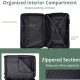 Luggage Sets 3 Piece, Hard shell ABS Lightweight Durable Suitcases with Double Spinner Wheels N730P244921F