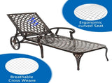 193*64.5*93cm Backrest Adjustable Courtyard Cast Aluminum Lying Bed Bronze 01637540