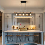 ZUN Filep 5 - Light Farmhouse Kitchen Island Pendant Light[No Bulb][Unable to ship on weekends, please 98235129