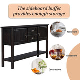 48'' Solid Wood Sideboard Console Table with 2 Drawers and Cabinets and Bottom Shelf, Retro Style W1202P263636