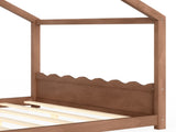 Queen House Floor Bed with Support Slats, Solid Wood House Bed Frame for Kids, No Box Spring Needed W1580P438812