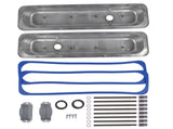 Polished Short Finned Center Bolt Valve Covers w/ Gasket Fit for SBC 1987-1997 Small Block Chevy 70073957