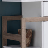 Modernize Kitchen Buffet Organizing Cabinet with 4 Shelves, White & Dark Taupe B107130967