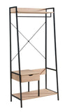 Metal Clothes Rack Open Wardrobe Free Standing with One Drawer Hanging Clothes Rod Light Brown B107P147854