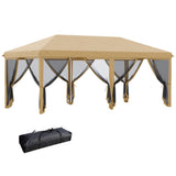 Pop Up Canopy Party Tent with Netting 10' x 20' Beige -AS 66157208