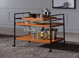 Oaken Honey Oak & Black Finish Serving Cart B2726P286816