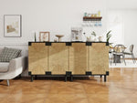 ZUN 2 Door Buffet Sideboard with Adjustable Shelves ,Storage Cabinet with Natural Seaweed Decor Doors W688P196193