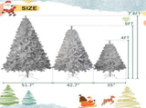 6FT Sliver Pre-Lit Artificial Christmas Tree, Hinged Full Tree with Metal Stand, 800 Branch Tips, 27922000