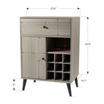 ZUN Modern Grey Wine Cabinet, Single Drawer, Single Cabinet with a removable wine rack B064P182637