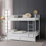 Twin Over Twin Convertible Bunk Bed with 2 Storage Drawers, Metal Bunk Bed Can be 65723139