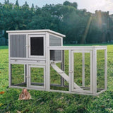 ZUN Wooden Rabbit Hutch Chicken Coop with 1 Removable Tray and 3 Lockable Doors for Indoor and Outdoor W2181P151884