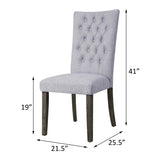 Grey and Grey Oak Side Chair with Button Tufted B062P182719