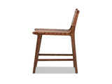 Andre 26" Woven Leather Counter Stool with Back, Pecan Brown Faux Leather B2719P292909