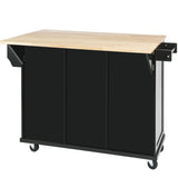 Kitchen Cart with Rubber wood Drop-Leaf Countertop ,Cabinet door internal storage racks,Kitchen 10459641