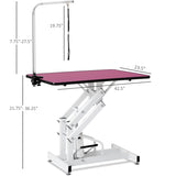 ZUN 42.5INCH HYDRAULIC PET GROOMING TABLE PINK COLOR 46798649