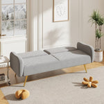ZUN 70.47" Gray Fabric Double Sofa with Split Backrest and Two Throw Pillows,Suitable for living room, W1658124692