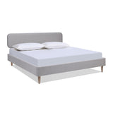 Diego Low Upholstered Platform Bed, King, Light Grey Polyester B2719P238662