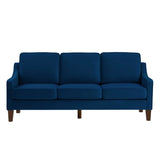 Modern 3 Person seat Sofa Couch with Scooped Armrest/Wood legs,Upholstered Velvet 3-seat Sofa with W2186P143471