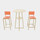 Bar table and chairs three piece set, gold frame, sponge made seat cushions and backrests, bar table W3064P245388