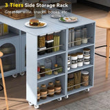 K&K Rolling Kitchen Island With Extended Table, Kitchen Island on Wheels with LED Lights,Power WF316018AAG