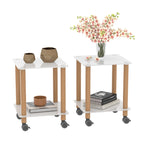 ZUN 2-Piece White+Oak Side Table , 2-Tier Space End Table ,Modern Night Stand, Sofa table, Side Table 88429207