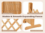 Set of 2 Retractable Arched Wooden Fences 205 x 33.5 x 80 cm Teak Finish Fir Wood 48778453