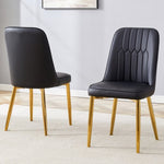 ZUN 2 modern dining chairs, sleek PU leather backrest, and gold metal legs bring a comfortable home W1151P183325