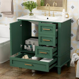 30" Bathroom Vanity in Green, Modern Bathroom Cabinet Sink Combo Set, Bathroom Storage Cabinet WF321698AAF