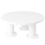 ZUN ON-TREND Φ39.4'' Easy Assembly Round Petal-Shaped Coffee Table, Cream Style Center Table with 3 N721P190396K