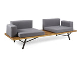 Outdoor Acacia Wood 2 Seater Sofa with Metal Legs for Garden Patio 62255.00TFNH
