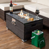 Outdoor Fire Table Propane Fire Pit Rattan gas fire table, gas fire table with tile tabletop W85335465