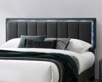 ZUN 1pc Queen Size Bed Charcoal Wool Fabric Channel Tufting w LED Full Upholstered Bedframe Bedroom Bed B011P238968