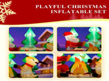 9FT Lighted Christmas Inflatable Decoration, Inflatable Santa and Reindeer Around Campfire, Funny 05216727