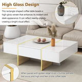 ON-TREND 47.2'' x 31.4''Minimalist High Gloss Coffee Table with 2 Drawers, Multi-Storage Rectangle N721P180693K