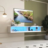 180 Wall Mounted Floating 80" TV Stand with 20 Color LEDs and Charging Station W331P225207