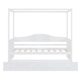 Twin Size Canopy Day Bed with twin size Trundle, White WF308885AAK