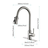 ZUN Single Handle High Arc Pull Out Kitchen Faucet,Single Level Stainless Steel Kitchen Sink Faucets TH9013NS-8