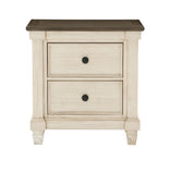 Transitional Rustic Style 1pc Nightstand of 2x Drawers Antique White and Rosy Brown Bedroom B011P243642