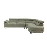 ZUN 2 Piece Faux Leather Upholstered Sectional Sofa in Light Grey B01682377