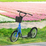 Youth Scooter with Adjustable Handlebars and plastic basket 16" Inflatable Rubber Tires -Blue 70179671