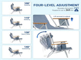 4-Position Adjustable Backpack Beach Chair, Foldable Rustproof Aluminum Frame Lounge Chair with 97614043