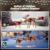 2pcs 4ft 30V 3.6W Moose Family 200LED Leather String Light Garden Moose Decoration Brown 22777896