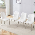 ZUN 4 modern dining chairs, smooth PU leather backrest and silver-toned metal legs for a comfortable W1151P183318