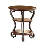 Traditional Style Brown Cherry 1pc SIDE TABLE Open Bottom Shelf Ornate Design Living Room Furniture B011P203062