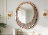 Modern Hand-Crafted Crescent Crushed Diamond Wall Mirror, High Quality Multi-Use Vanity W3836P538580