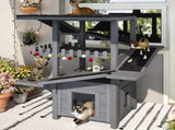 4 Tiers Outdoor Cat House Weatherproof Cat Tree Tower with Waterproof Roof and 2 Doors , Feral Cat 85852645