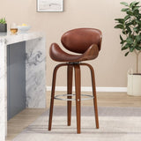 30" Mid-Century Modern Upholstered Swivel Barstool, Walnut Cognac 67493.00PUCOGN