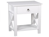 Nightstands Set of 2, Modern End Table Side Table with 1 Drawer and Storage Shelf, White 43509847